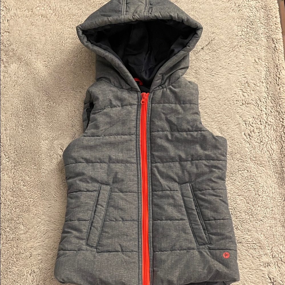 90 Degrees Gray Hooded Puffer Vest with Orange Zipper SZ M  10